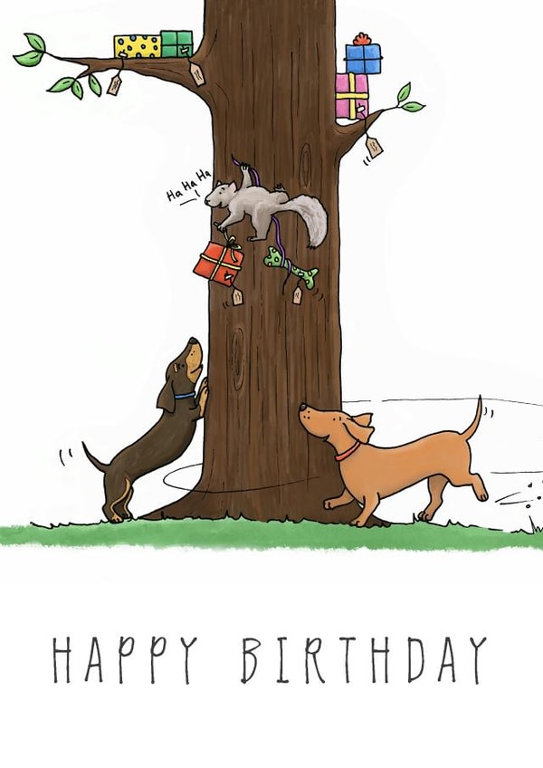 Cute Birthday Card - Fun Dachshund - Sausage Dogs created by Lucy Driver
