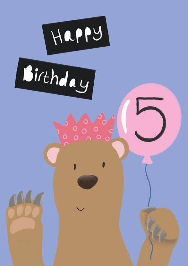 Cute Birthday Card - Age 5 - Little Bear created by Lucy Driver