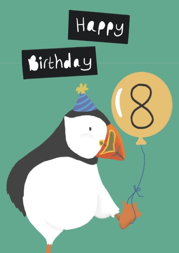 Cute Birthday Card - Age 8 - Little Puffin created by Lucy Driver