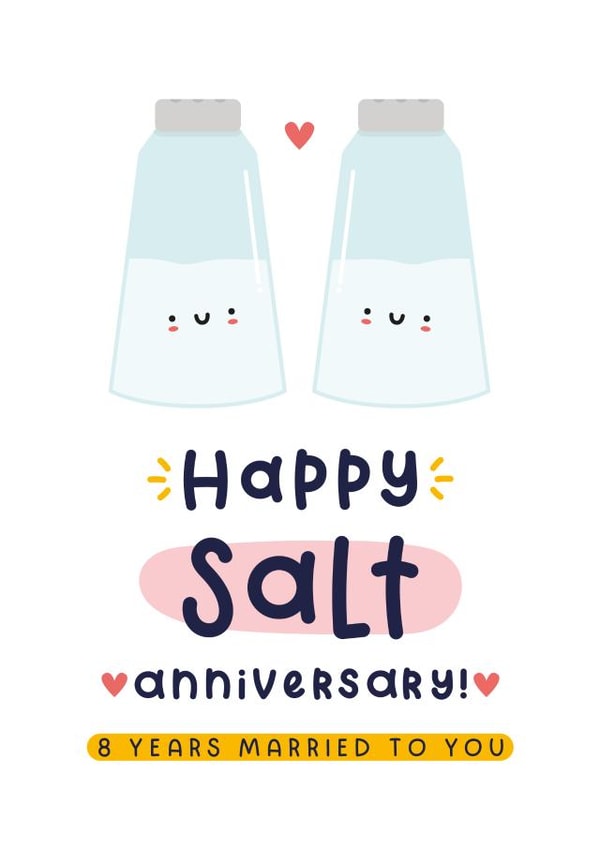 Cute Anniversary Card - 8th Wedding Anniversary - Salt created by Joanne Hawker