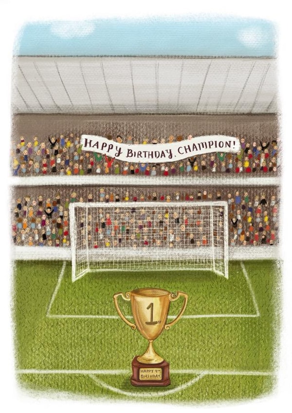 Pretty Birthday Card - For Him - Champion Football Illustration created by Love Lucy Illustration