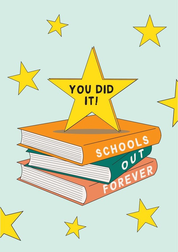 Cute School Leavers Card - Yr 11 Card - Schools Out Forever created by Gem Draws Stuff