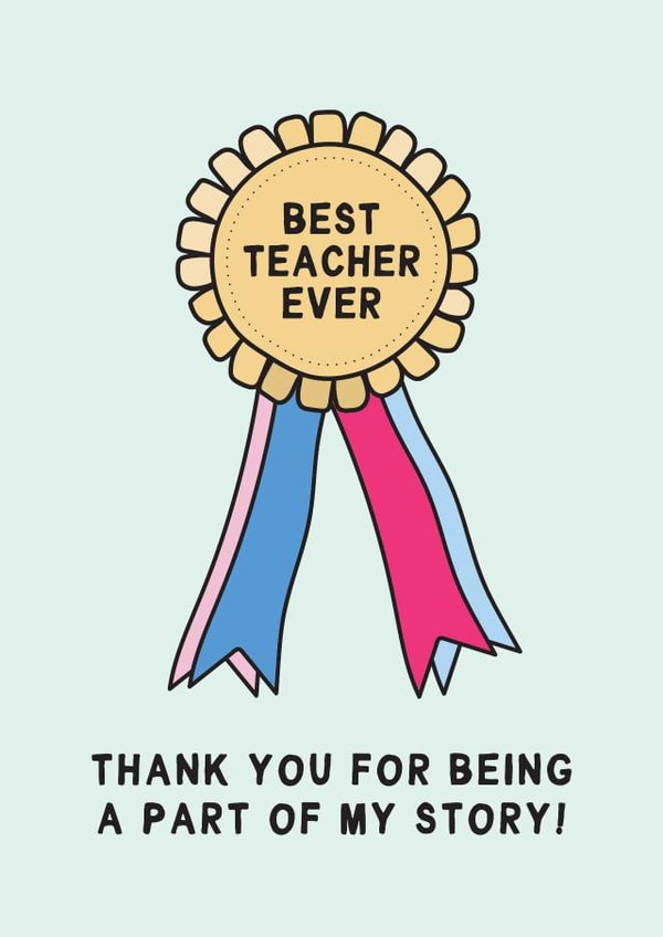 Cute Best Teacher Ever Card - Thank You Teacher Card created by Gem Draws Stuff