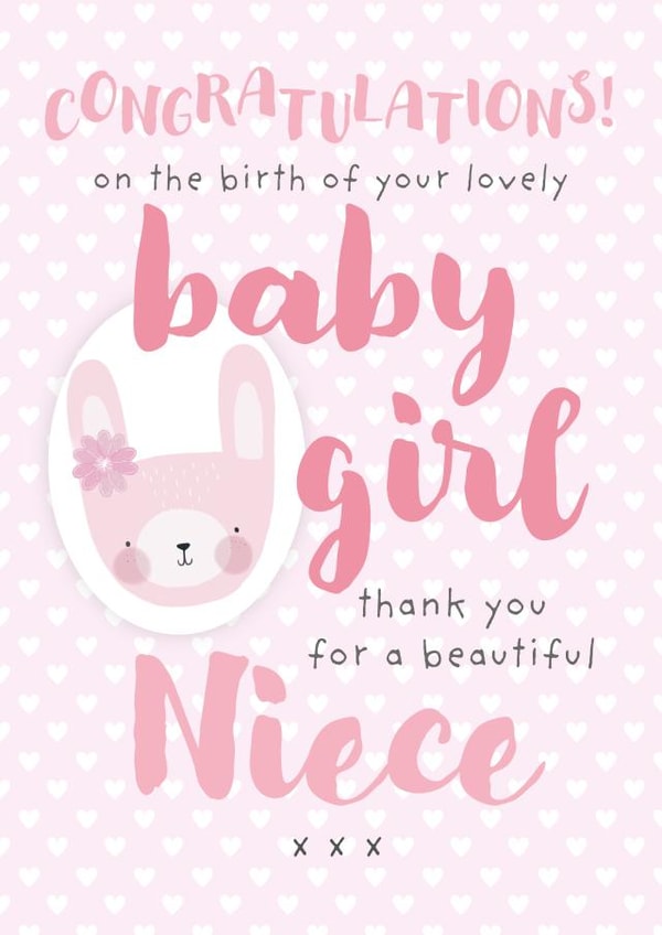 Cute New Baby Card - New Niece - For Brother or Sister created by Juniper and Rose Studio
