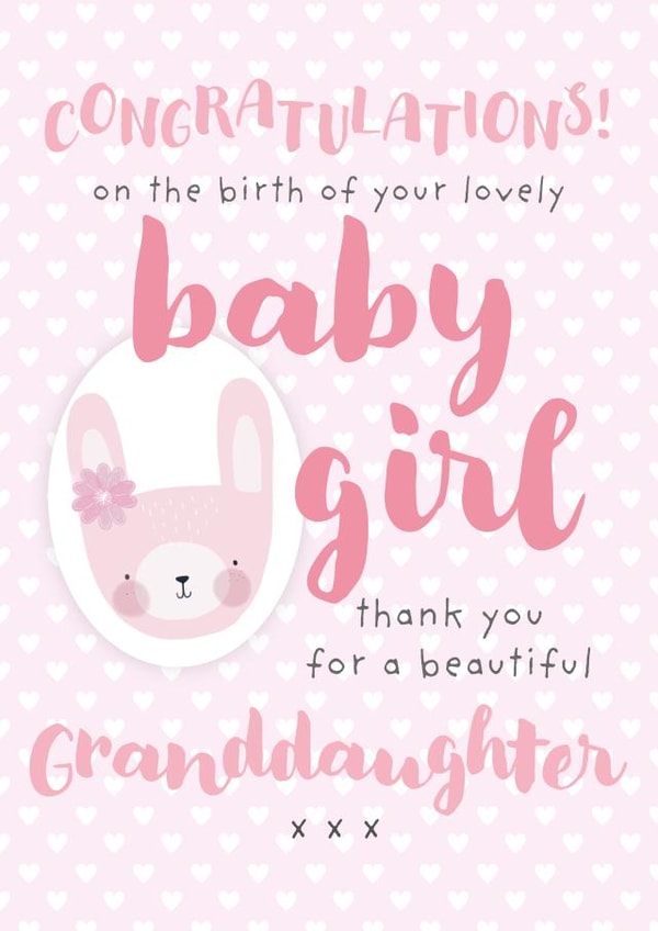 Cute New Baby Card - New Granddaughter - For Son or Daughter created by Juniper and Rose Studio