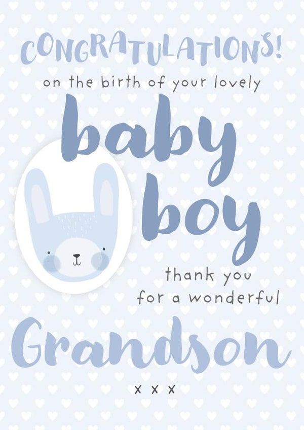 Cute New Baby Card - Baby Boy - Grandson created by Juniper and Rose Studio