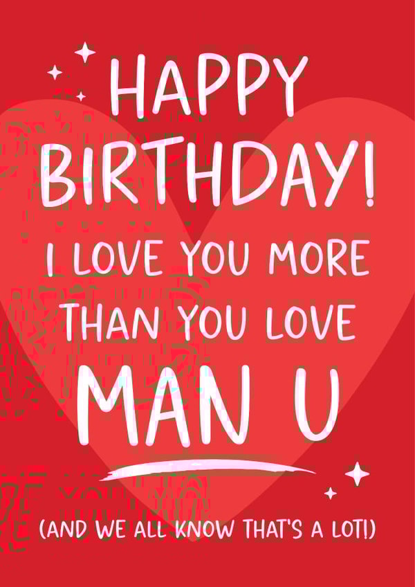 Funny Birthday Card - Manchester United Football Club - For Him created by Tiger Feet Creations
