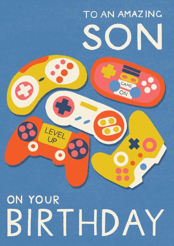 Arty Birthday Card - Son - Level Up Gamer created by Laura Darrington Design Ltd.