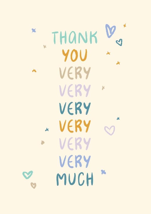 Cute Thank You Card - Pretty Typographic created by Rebecca Prinn