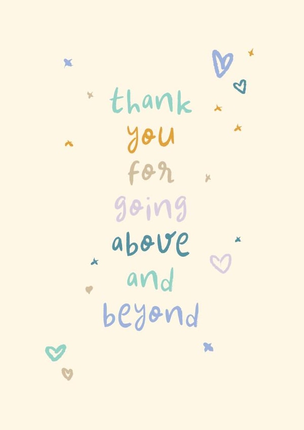 Cute Thank You Card - Above and Beyond created by Rebecca Prinn