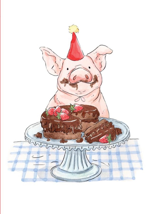 Cute Birthday Card - Birthday Pig - Party Animal created by Frankie Norman
