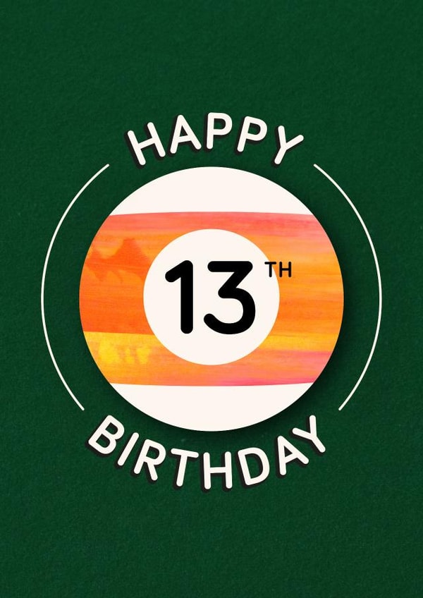 Classic 13th Birthday Card - 13 Pool Ball created by Gemma Pratt