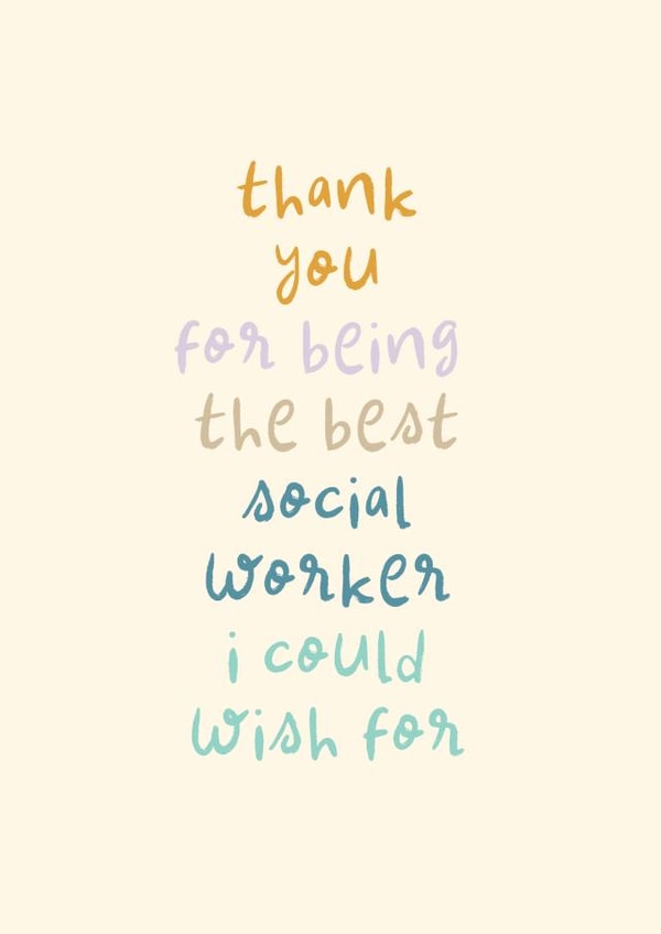 Cute Thank You Card - Best Social Worker created by Rebecca Prinn