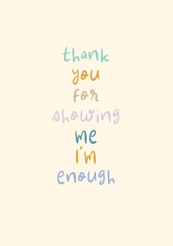 Cute Thank You Card - Showing Me I'm Enough created by Rebecca Prinn
