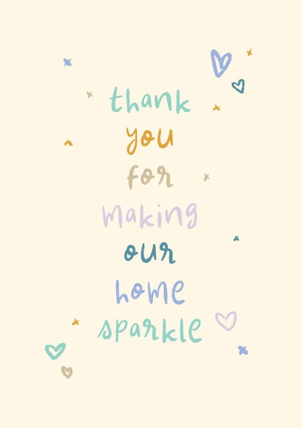 Cute Thank You Card - Making Our Home Sparkle - Cleaner created by Rebecca Prinn