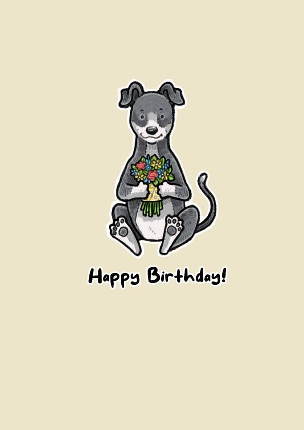 Dog with Flowers - Birthday Card for Loved One created by Elspeth Rose