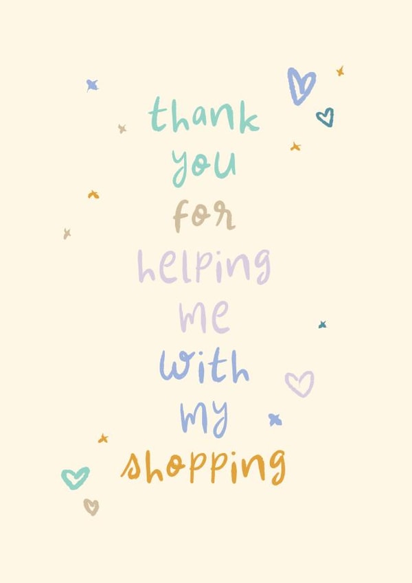 Cute Thank You Card - Helping Me With My Shopping - Carer created by Rebecca Prinn
