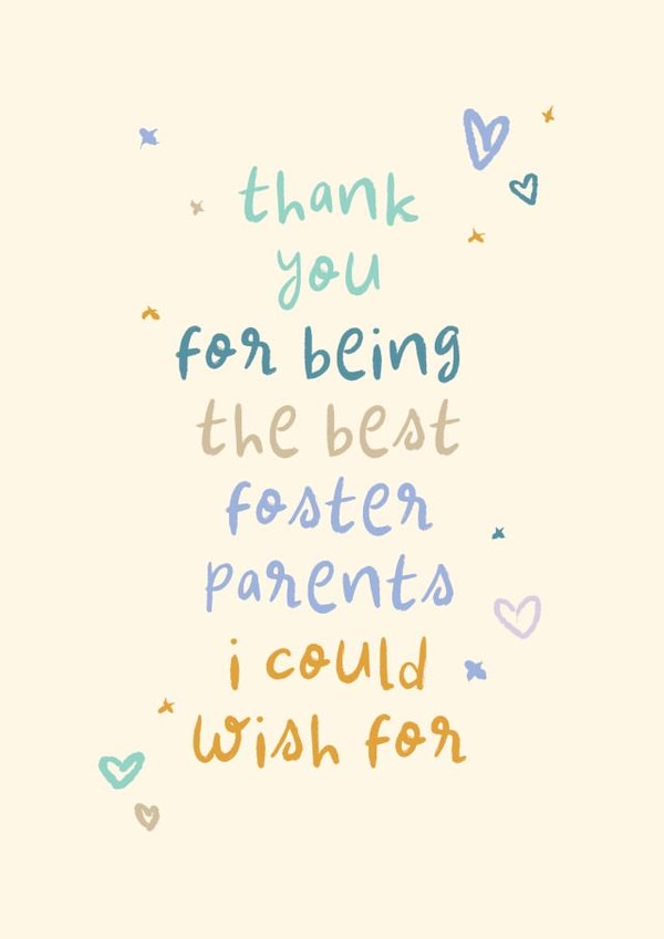 Cute Thank You Card - The Best Foster Parents I Could Wish For created by Rebecca Prinn