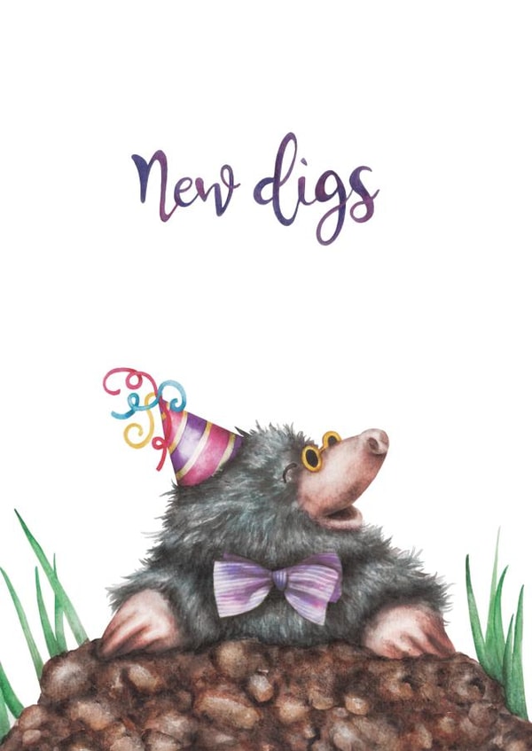 New Digs Mole - Cute New Home Card created by Citrus Bunn