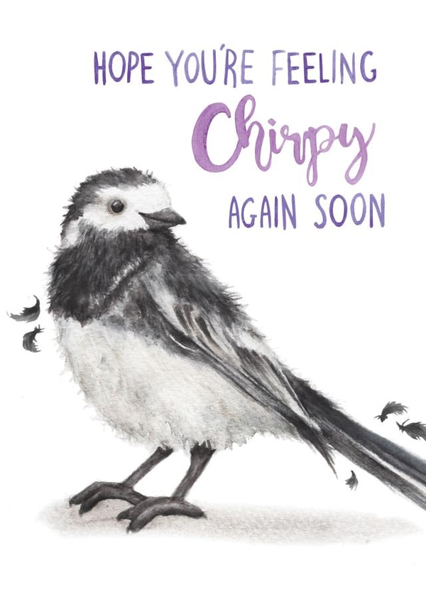 Hope you Feel Chirpy Again Soon - Pied Wagtail - Cute Get Well Soon Card created by Citrus Bunn