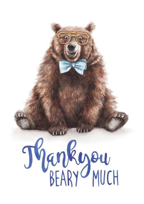 Cute Thank You Card - Beary Much created by Citrus Bunn