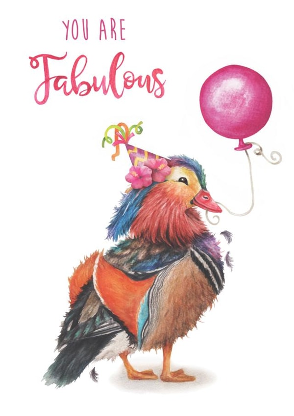 You are Fabulous - Cute Birthday Card - Mandarin Duck created by Citrus Bunn