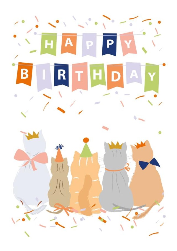 Cute Birthday Card - Cats in Party Hats - Animal Party | thortful