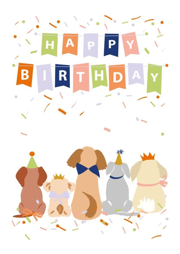 Cute Birthday Card - Dogs in Party Hats - Animal Party created by SABIVO Design by Sabina