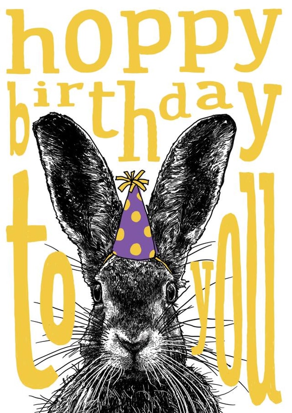Cute Hoppy Birthday Card - Hare - Hoppy birthday to you created by The Visual Narrator