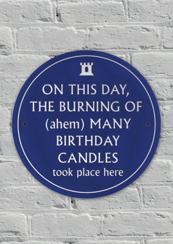 Funny Birthday Card - Heritage Plaque - Burning of Candles created by Brainbox Candy