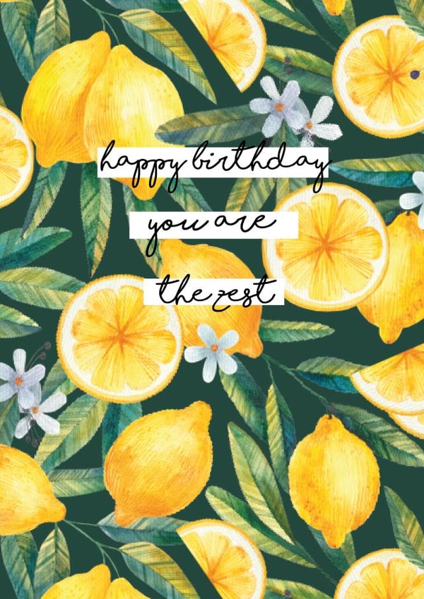 Pretty Birthday Card - For Her - Lemons Pun created by Alice Thorpe