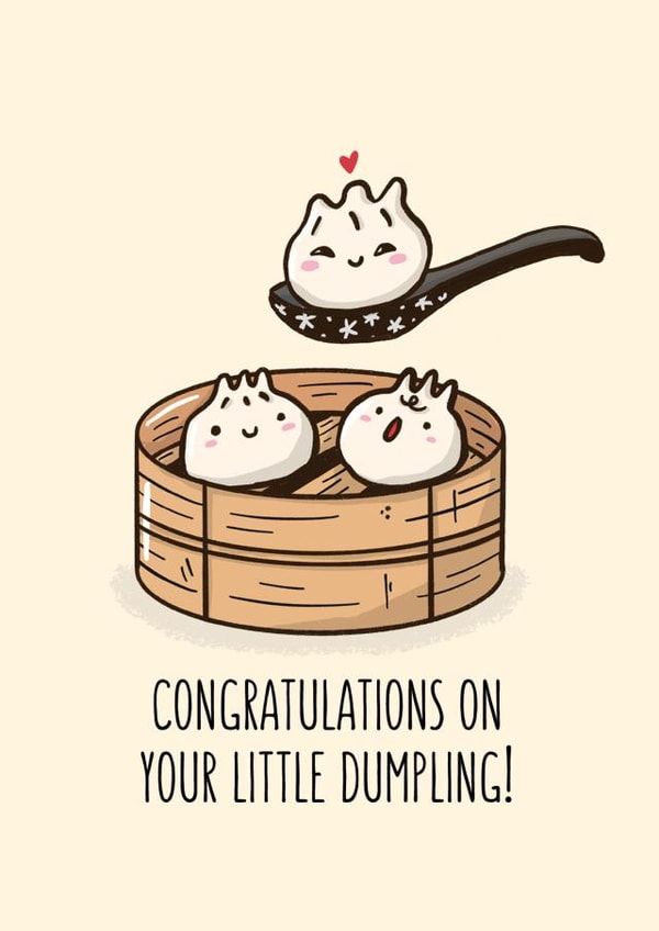 Biglietto D'auguri Per Neonato 'Congrats On Your New Dumpling' – Carino E Originale, Con Busta