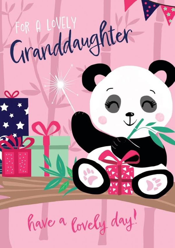 Cute Birthday Card - For Granddaughter - Panda created by IC&G