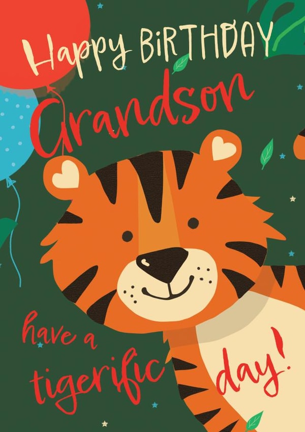 Cute Birthday Card - For Grandson - Tiger created by IC&G
