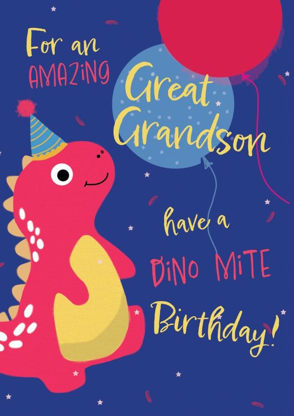 Cute Birthday Card - Dinosaur Cartoon - For Great Grandson created by IC&G