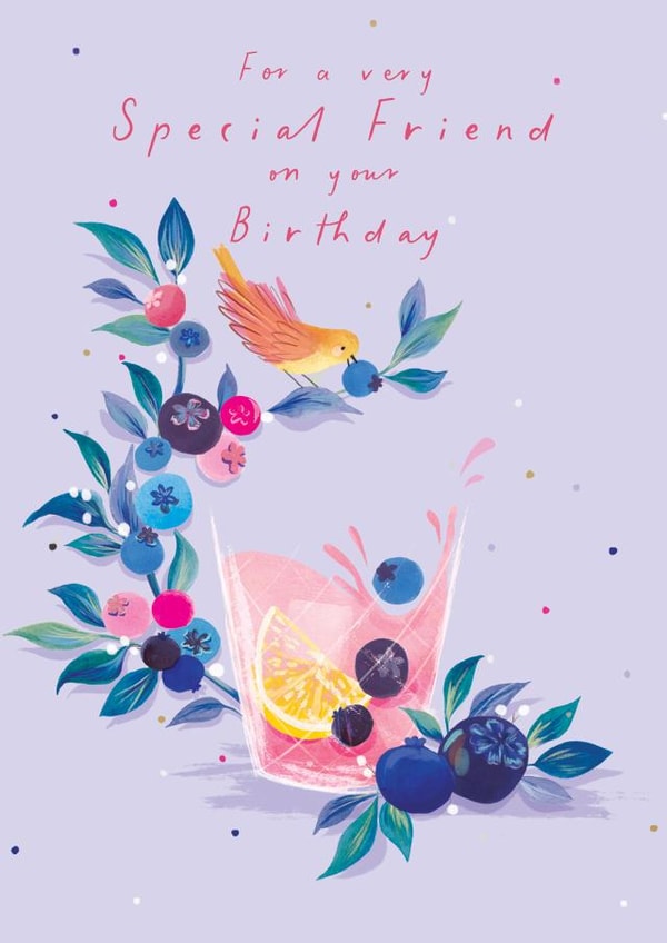 Classic Birthday Card - For Friend - Pretty Cocktail created by IC&G