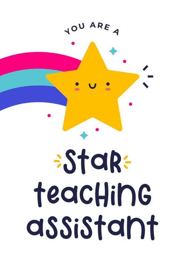 Teaching Assistant Thank You Card - Appreciation Card - You are a star created by Joanne Hawker