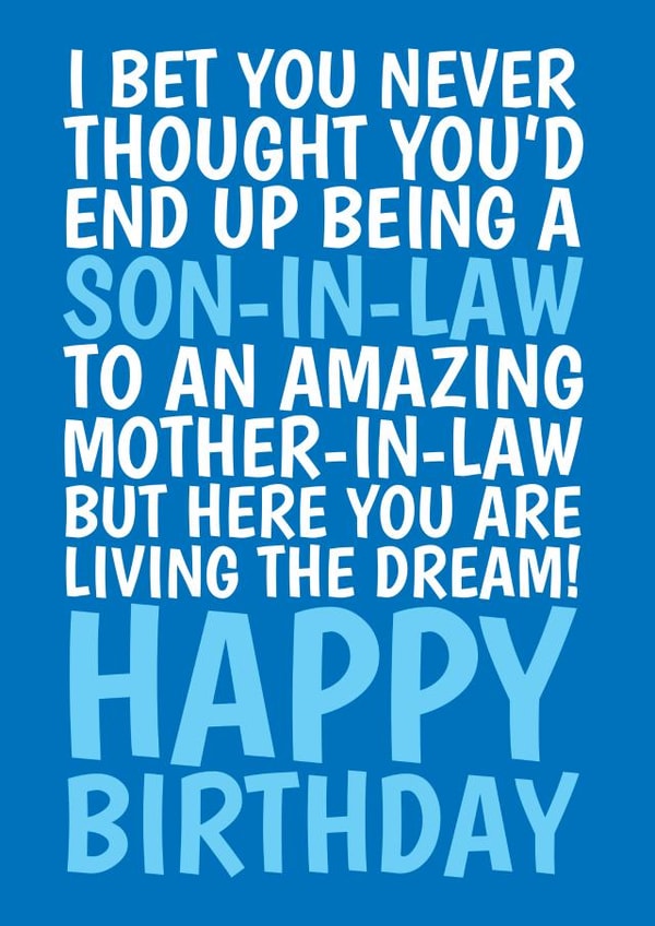 Funny Birthday Card - For Son In Law - From Amazing Mother In Law created by @Cupsie's Creations