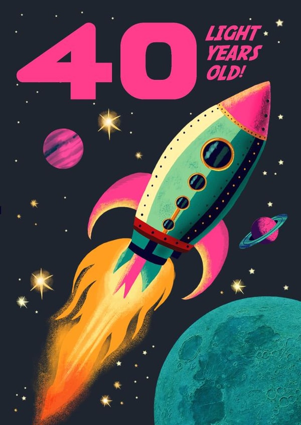 Cool 40th Birthday Card - For Him - Sci fi Rocket created by Rocket68