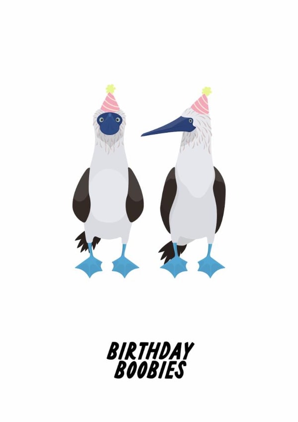 Funny Birthday Card - Boobies - Silly Joke created by The Marmalade Cat