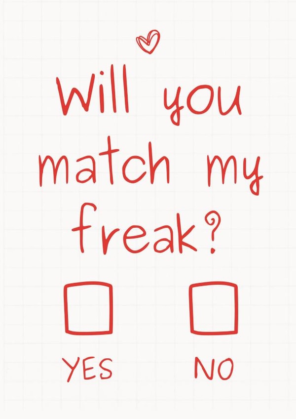 Cute Anniversary Card - Will You Match My Freak? created by Sundiva Designs