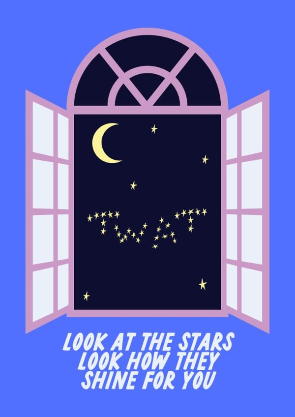 Funny Birthday Song Lyrics Card - Look At The Stars - Rude Coldplay created by The Marmalade Cat