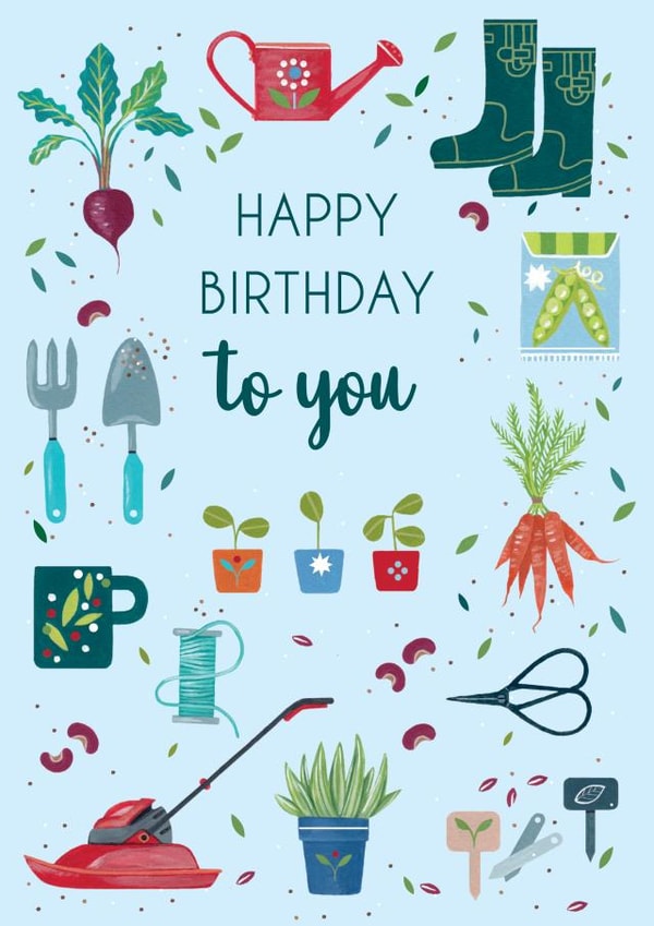 Cute Birthday Card - Gardening Tools created by IC&G