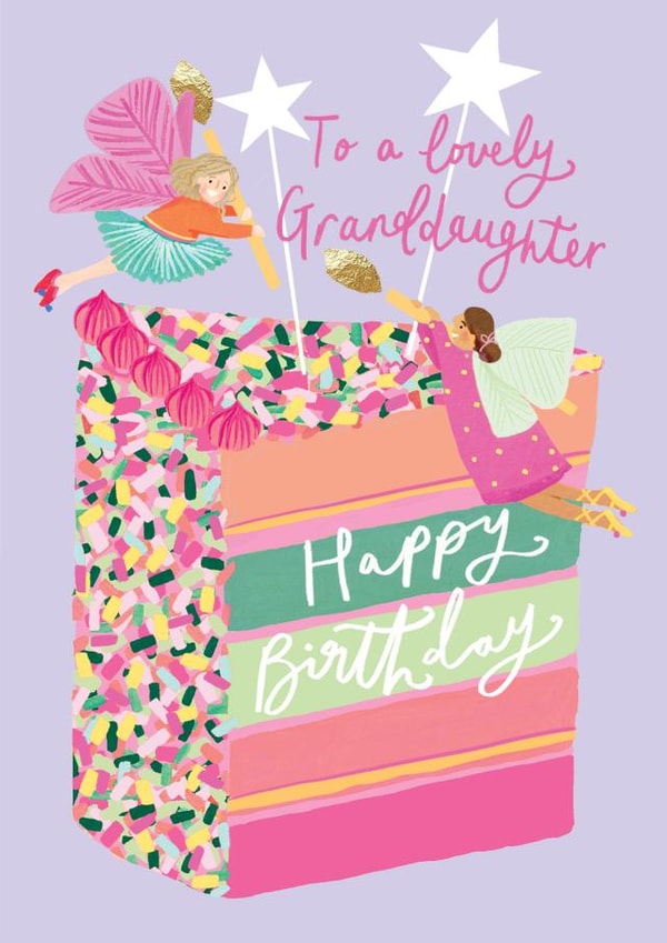 Cute Birthday Card - For Granddaughter - Fairies and Cake created by Louise Tiler