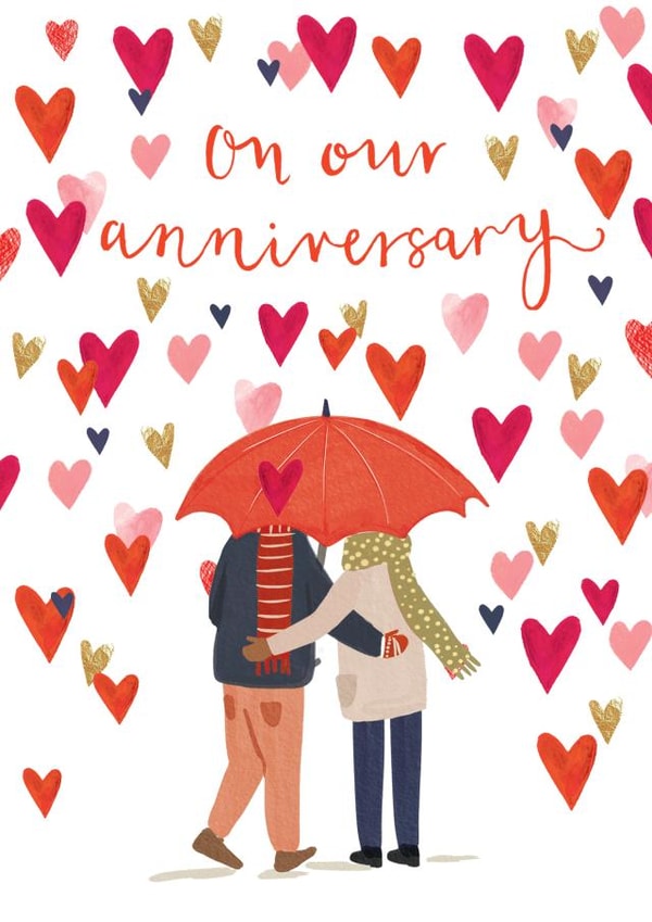Cute Anniversary Card - Couple With Umbrella - On Our Anniversary created by Louise Tiler
