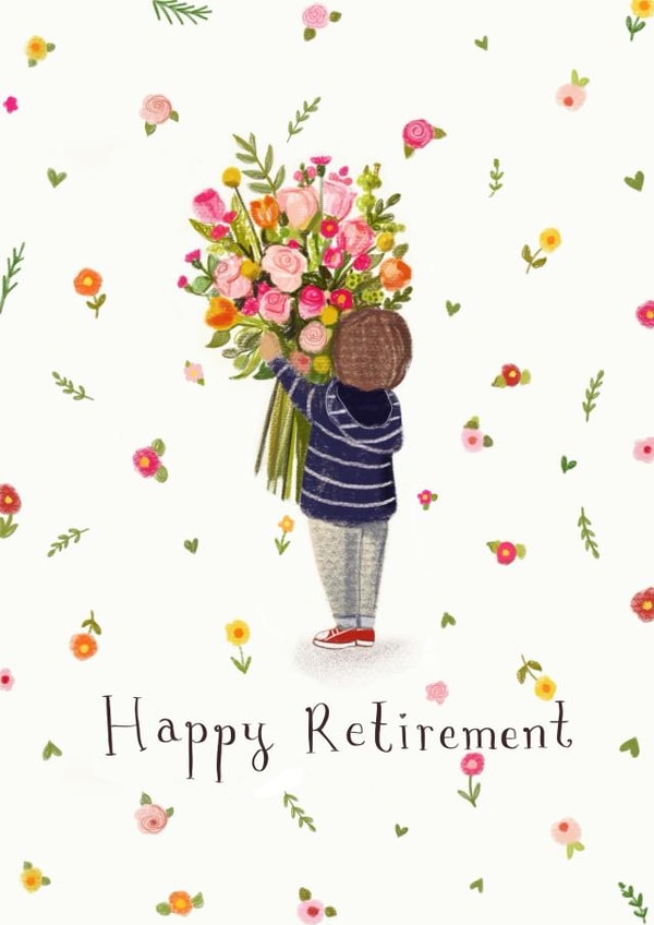Cute Retirement Card - For Her - Bouquet created by Love Lucy Illustration