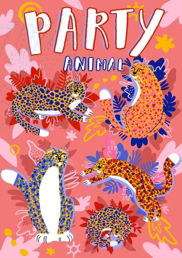 Cute Birthday Card - Leopards - Party Animal created by Jess Hislop