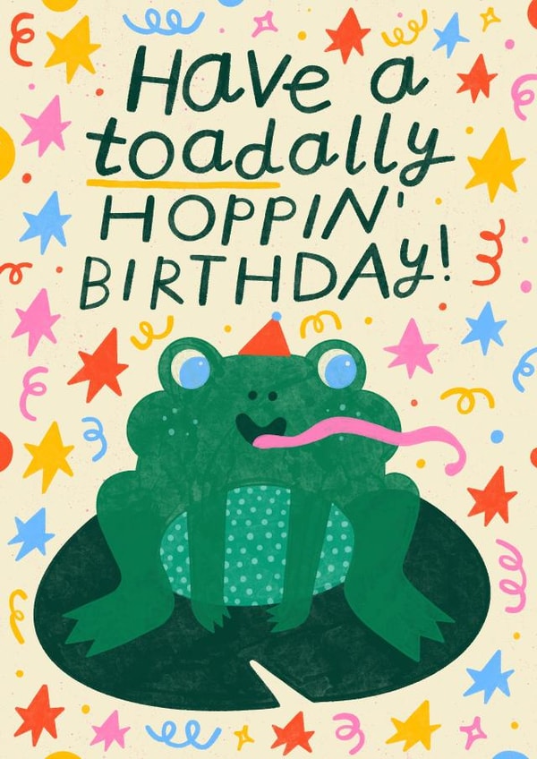 Cute Birthday Card - Fun Toad Pun - Illustration created by Nikki Miles
