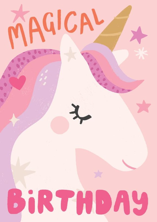 Cute Birthday Card - For Girls - Magical Unicorn created by by Rosie Banton