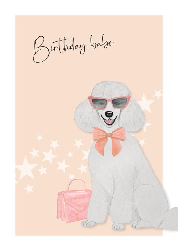 Cute Birthday Card - For Her - Glamorous Poodle created by Heather Trefusis Art